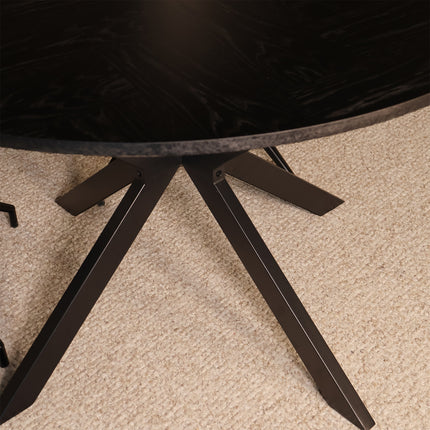 Eettafel visgraat Ozzy rond 120cm zwart MDF