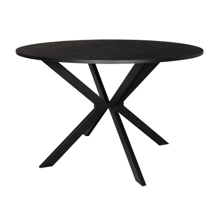 Eettafel visgraat Ozzy rond 120cm zwart MDF