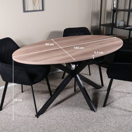 Eettafel Rato ovaal 160cm naturel MDF