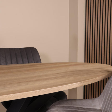 Eettafel Rato ovaal 200cm lichtbruin MDF