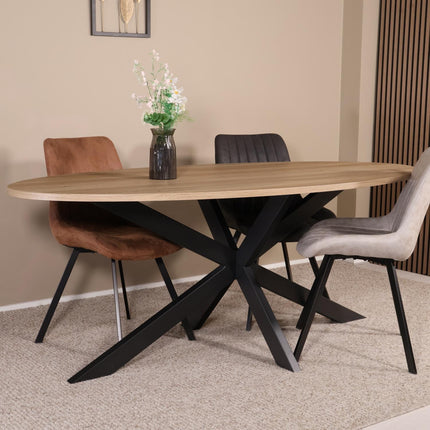 Eettafel Rato ovaal 200cm lichtbruin MDF