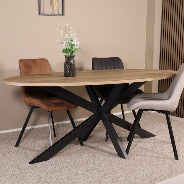 Eettafel Rato ovaal 200cm lichtbruin MDF