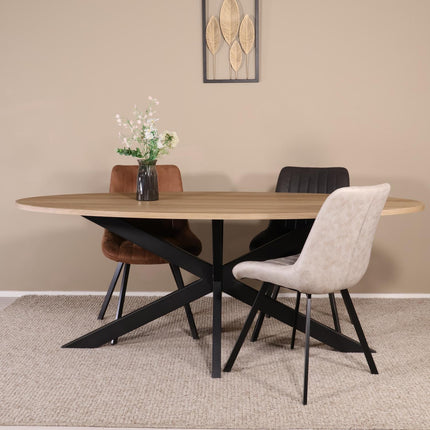 Eettafel Rato ovaal 200cm lichtbruin MDF