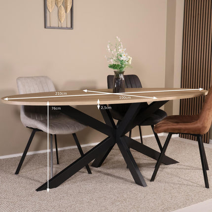 Eettafel Rato ovaal 210cm lichtbruin MDF