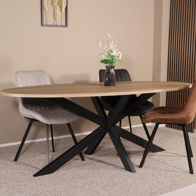 Eettafel Rato ovaal 240cm lichtbruin MDF