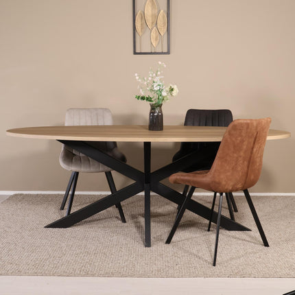 Eettafel Rato ovaal 260cm lichtbruin MDF