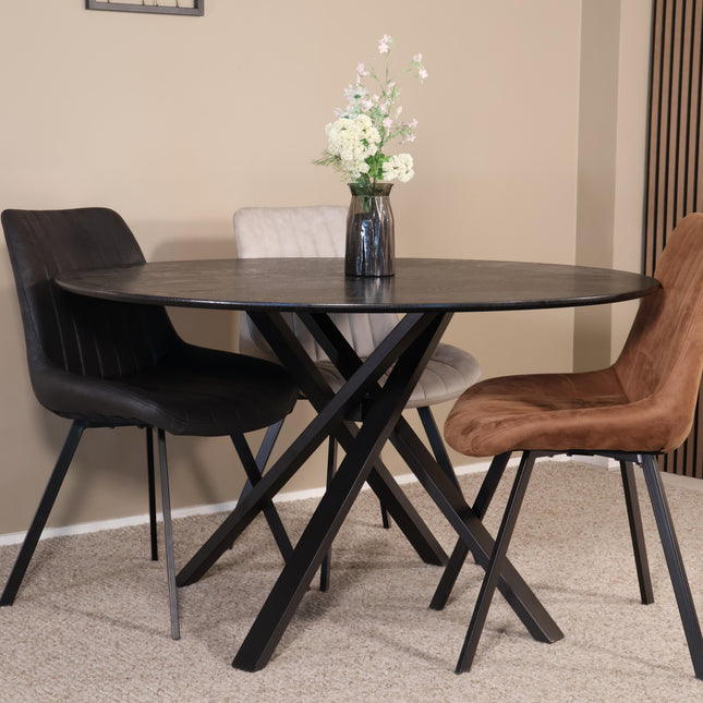 Eettafel Ronsi Antoinette rond 130cm zwart MDF