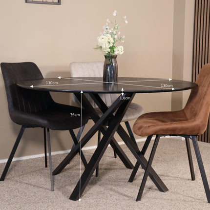 Eettafel Ronsi Antoinette rond 140cm zwart MDF