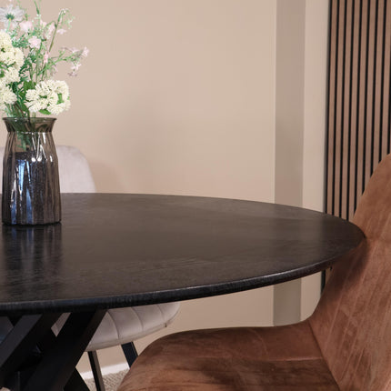 Eettafel Ronsi Antoinette rond 140cm zwart MDF