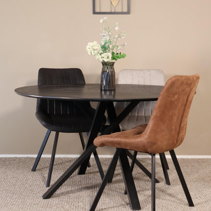 Eettafel Ronsi Antoinette rond 140cm zwart MDF