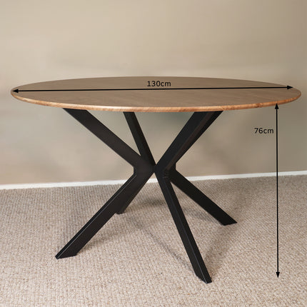 Eettafel Ronsi rond 130cm bruin MDF