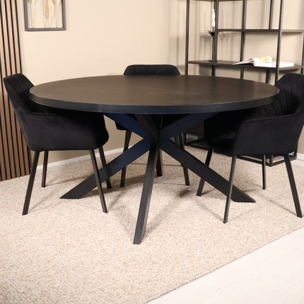 Eettafel Sanne rond 150cm zwart melamine
