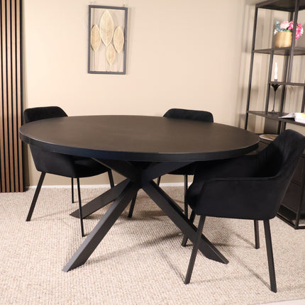 Eettafel Sanne rond 150cm zwart melamine
