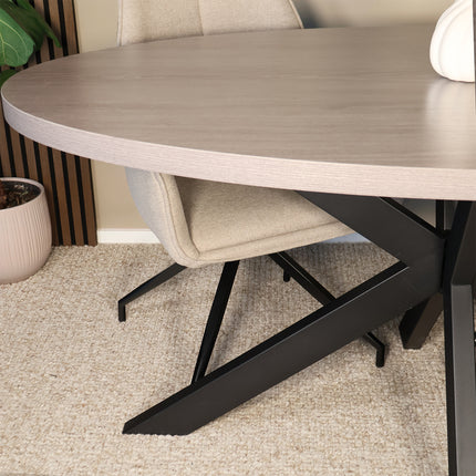 Eettafel Tommy ovaal 160cm grijs melamine