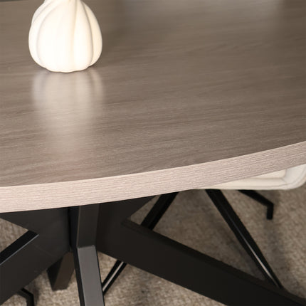 Eettafel Tommy ovaal 160cm grijs melamine