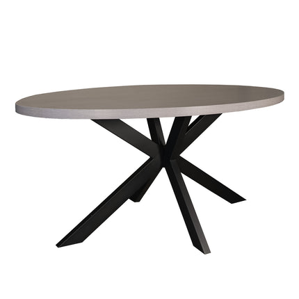 Eettafel Tommy ovaal 160cm grijs melamine