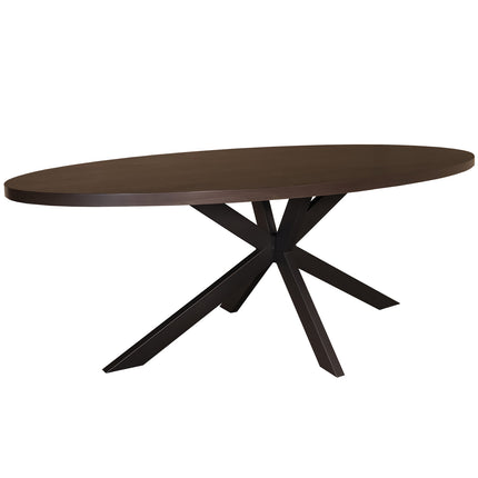 Eettafel Tommy ovaal 210cm donker walnoot melamine