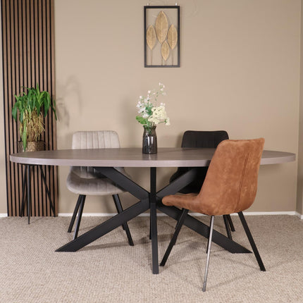 Eettafel Tommy ovaal 210cm grijs melamine