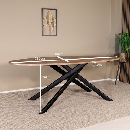 Eettafel Twist ovaal 210cm bruin MDF