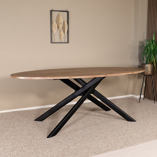 Eettafel Twist ovaal 210cm bruin MDF