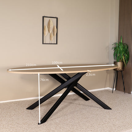Eettafel Twist ovaal 210cm lichtbruin MDF