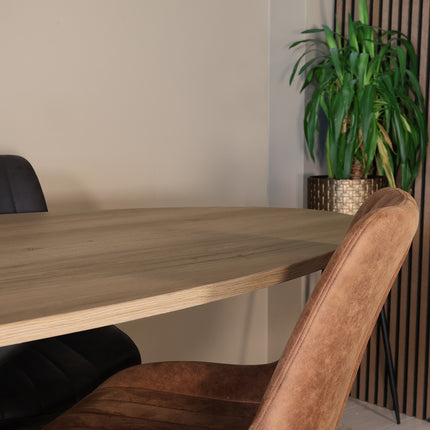 Eettafel Twist ovaal 210cm lichtbruin MDF