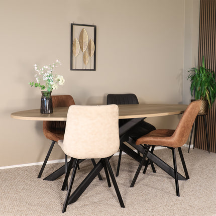 Eettafel Twist ovaal 210cm lichtbruin MDF