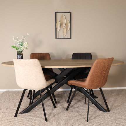 Eettafel Twist ovaal 210cm lichtbruin MDF