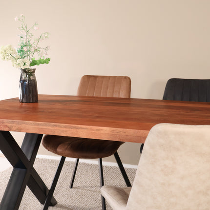 Eettafel Xavier rechthoekig 160cm bruin mangohout