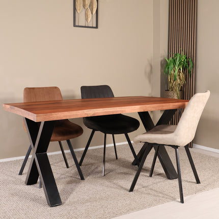 Eettafel Xavier rechthoekig 160cm bruin mangohout