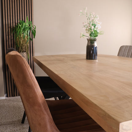 Eettafel Xavier rechthoekig 180cm lichtbruin mangohout