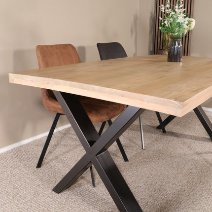 Eettafel Xavier rechthoekig 180cm lichtbruin mangohout