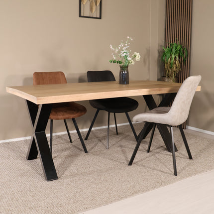 Eettafel Xavier rechthoekig 180cm lichtbruin mangohout