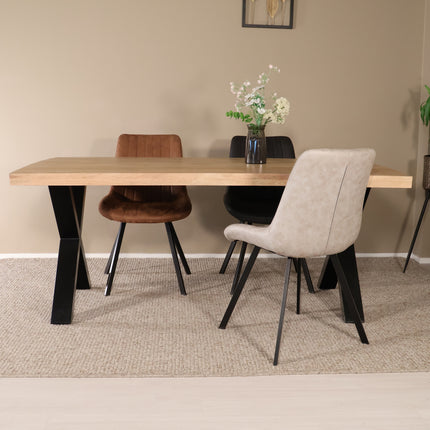 Eettafel Xavier rechthoekig 180cm lichtbruin mangohout