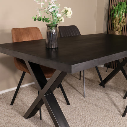 Eettafel Xavier rechthoekig 180cm zwart mangohout