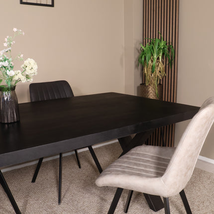 Eettafel Xavier rechthoekig 180cm zwart mangohout