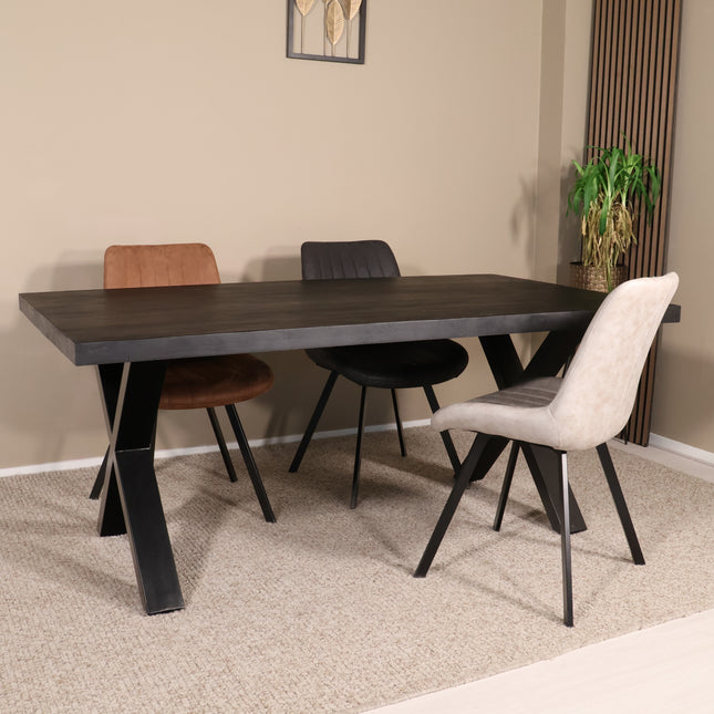Eettafel Xavier rechthoekig 180cm zwart mangohout