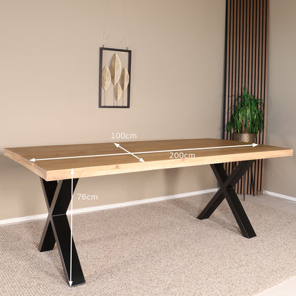Eettafel Xavier rechthoekig 200cm lichtbruin mangohout