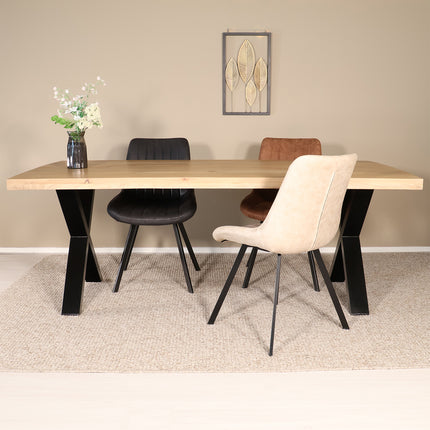 Eettafel Xavier rechthoekig 200cm lichtbruin mangohout