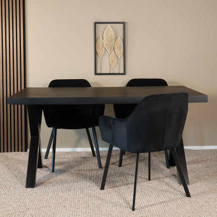 Eettafel Zeno rechthoekig 160cm zwart mangohout