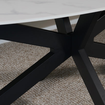 Eettafel marmerlook Figo ovaal 235cm wit steen