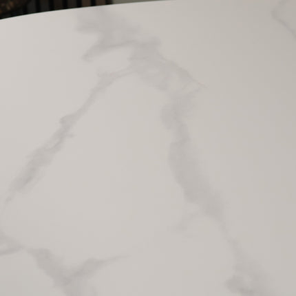 Eettafel marmerlook Figo ovaal 235cm wit steen