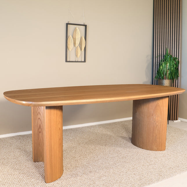 Eettafel Japandi Lennox deens ovaal 210cm bruin fineer