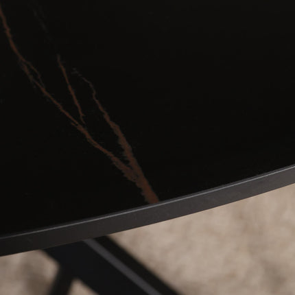 Eettafel marmerlook Jenna rond 120cm zwart steen