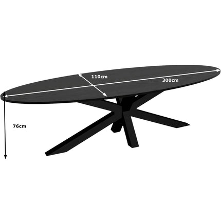 Eettafel Rato ovaal 300cm zwart MDF