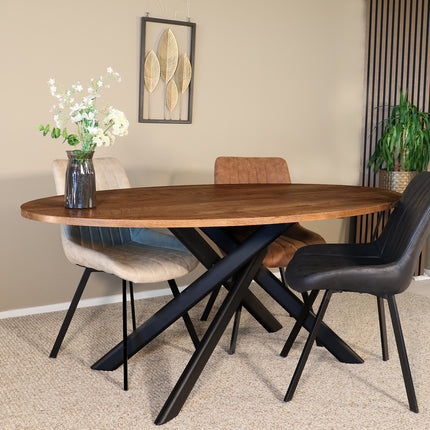 Eettafel Twist ovaal 160cm bruin MDF