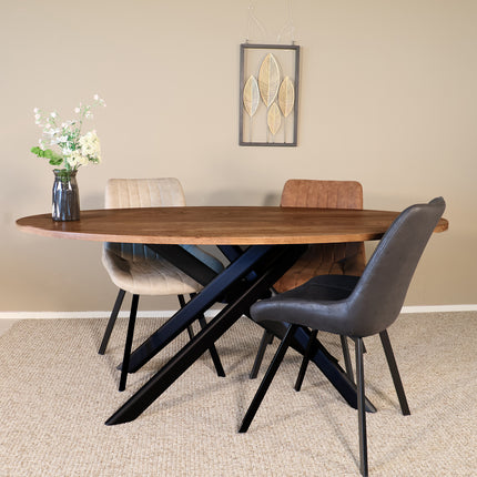 Eettafel Twist ovaal 160cm bruin MDF