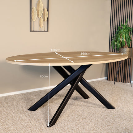 Eettafel Twist ovaal 160cm lichtbruin MDF