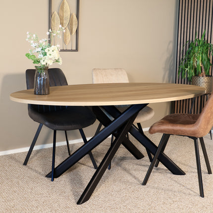 Eettafel Twist ovaal 160cm lichtbruin MDF