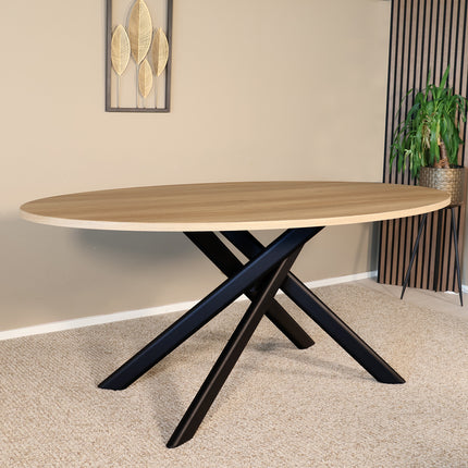 Eettafel Twist ovaal 160cm lichtbruin MDF